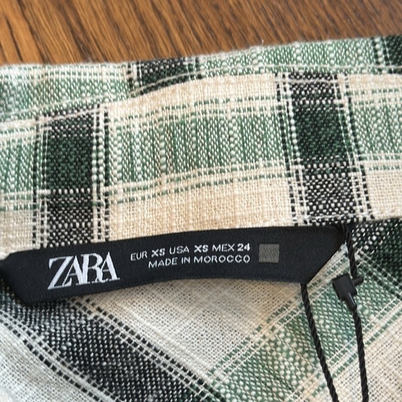 NWT Zara Women’s Flannel White and Green Size XS - Picture 4 of 4